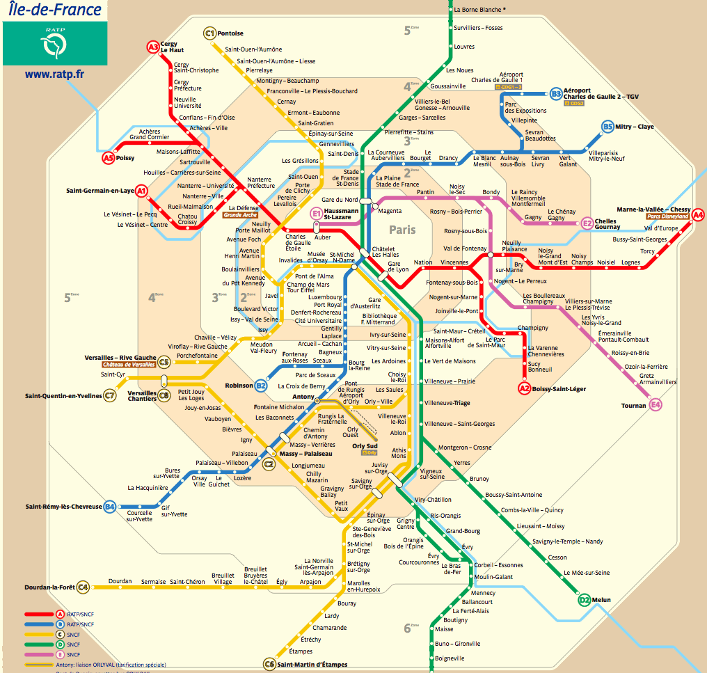 Ile-de-france RER Map - Paris by Train