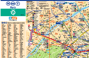 Paris Metro maps shown in relation to Paris city streets