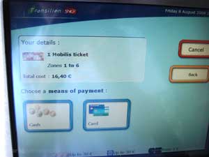 Paris Train Ticket Vending Machine Payments Accepted