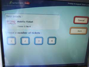 Paris Train Ticket Machine ticket quantity