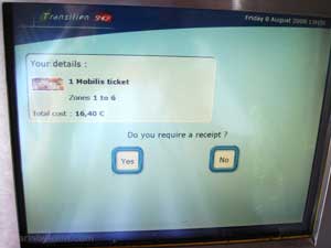 Paris Train Ticket Vending Machine Receipt Option