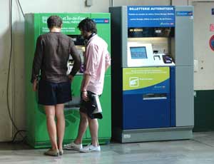 Paris Metro RER Suburban Train ticket vending machines