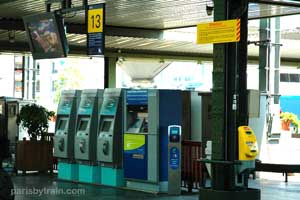 Gare de Lyon Train Station Yellow Platforms Ticket Machines Detail