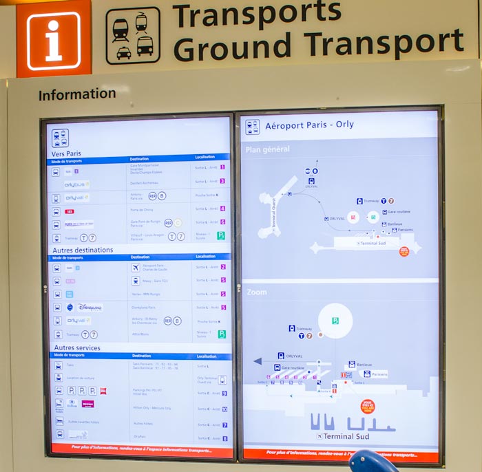 Orly Airport Transport Information Screen