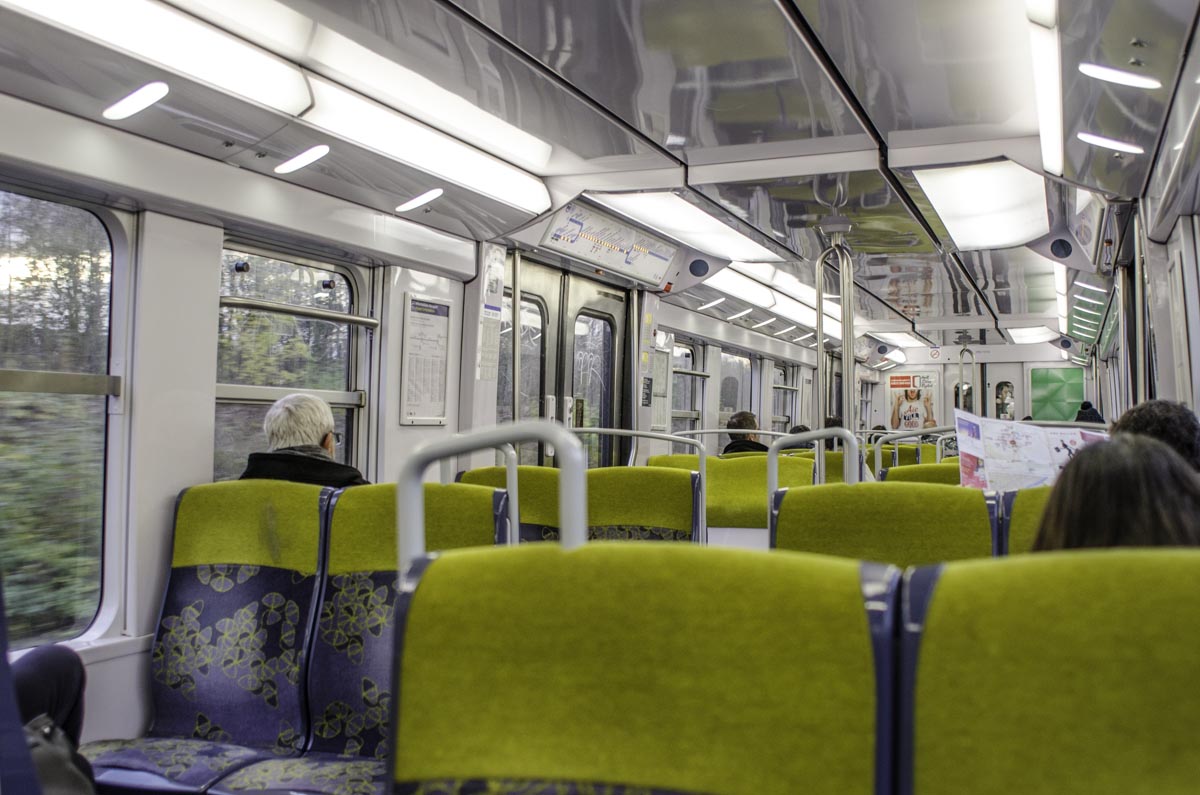 Inside RER B Train from CDG to Paris
