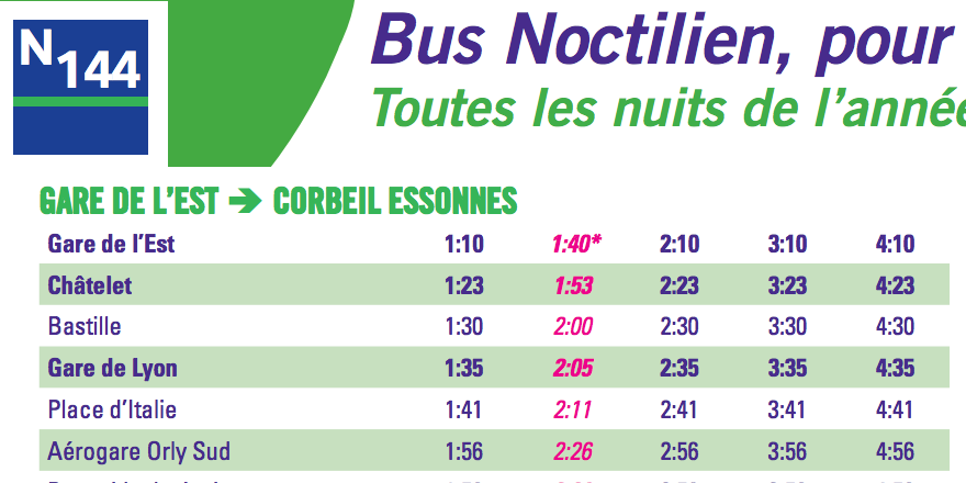 Orly Night Bus Schedule 2017