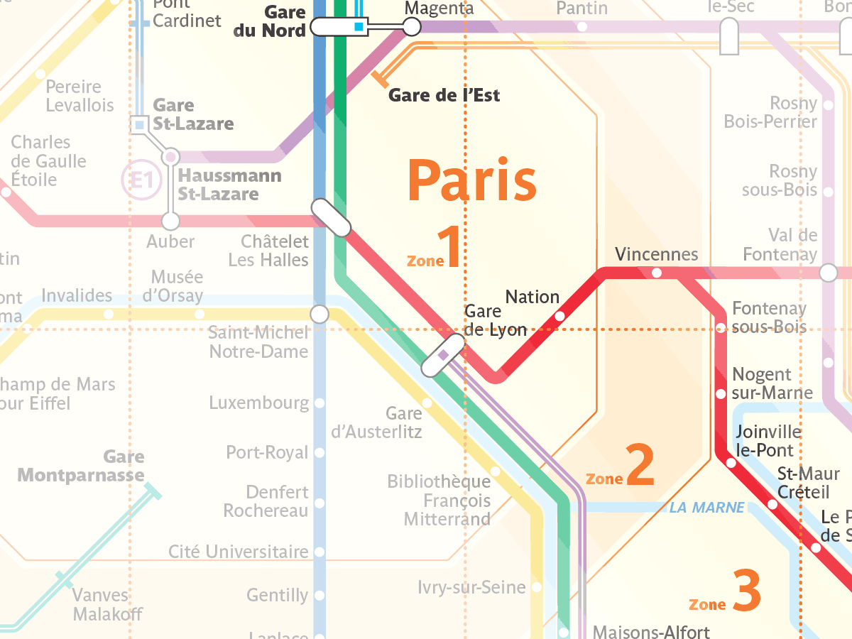 Paris RER Train Zones
