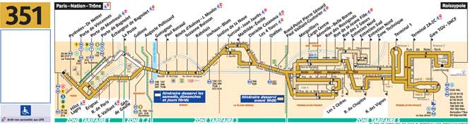 Paris Bus 351 Line Map Preview