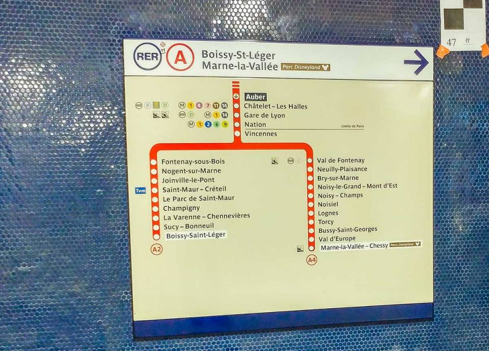 RER stations line map sign