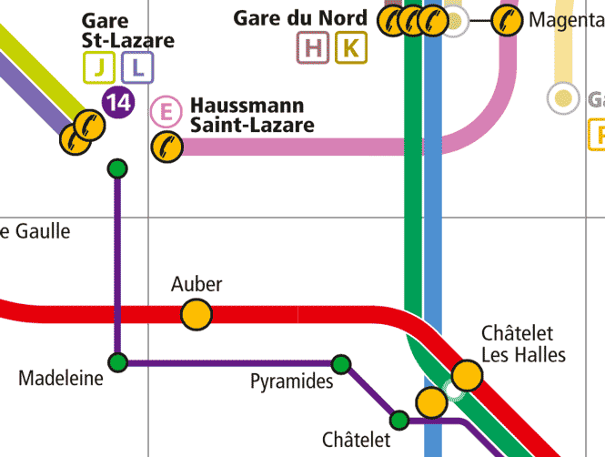 Screenshot of Map of wheelchair accessible Paris Metro RER Tram Train stations