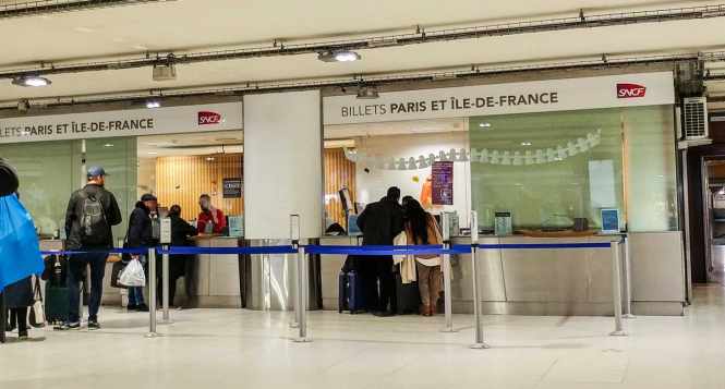 Paris Metro RER Transilien Ticket Window at Gare du Nord
