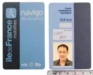 completed Navigo Decouverte card 2019