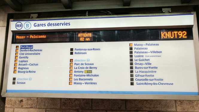 RER B Station Stops Panel