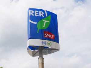 RER Transilien train station sign