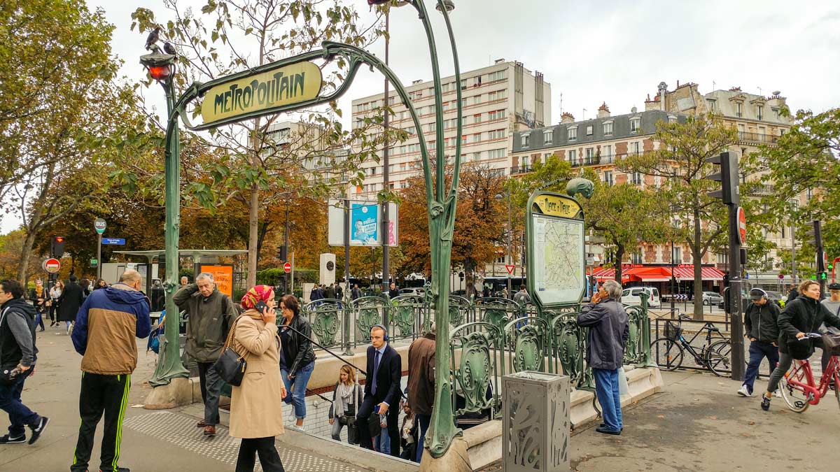 Paris Metro entrance - art nouveau style - at Place d'Italie