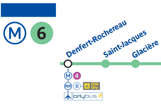 Paris Metro line 6 Map at Denfert Rochereau Preview