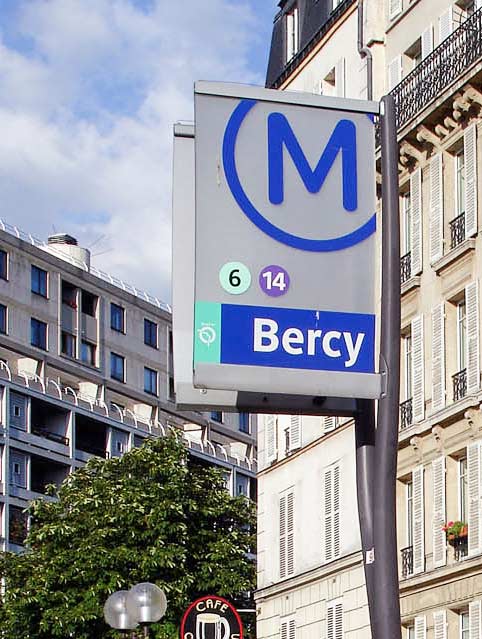 Paris Metro Sign at Bercy - style circa 2010