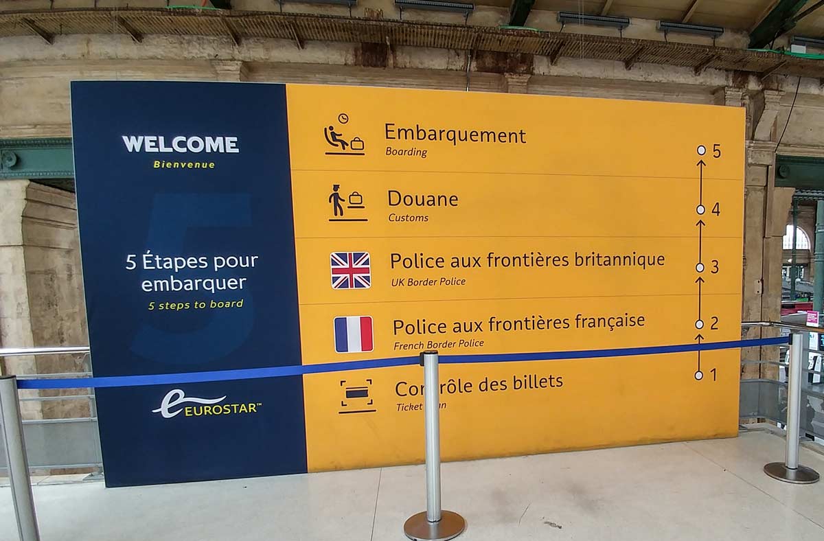 Eurostar steps to boarding at Gare du Nord