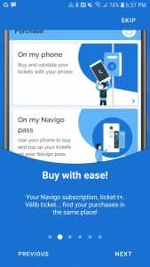 Android Navigo App overview screen 1