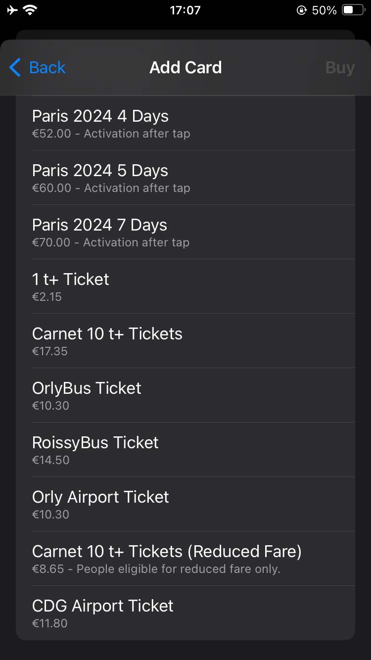 Apple Wallet - Select your fare
