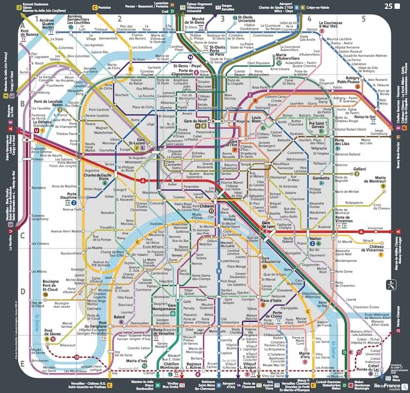 Paris Metro RER Map 2025 Click to download PDF