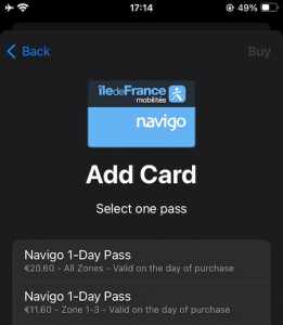 Navigo Day Pass