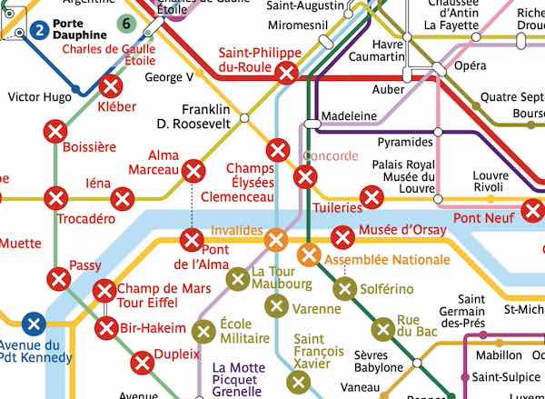 Paris Olympics Metro Closures Map - July 26